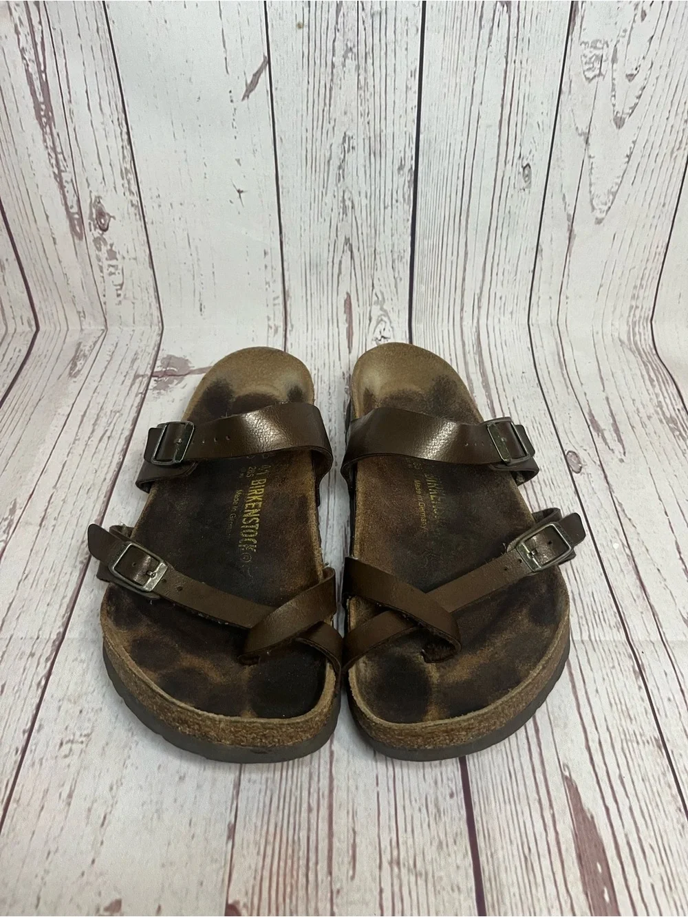 Birkenstock Mayari Sandals Men’s Size 8 Womens 10 Brown Oiled Leather Cork EU 4
